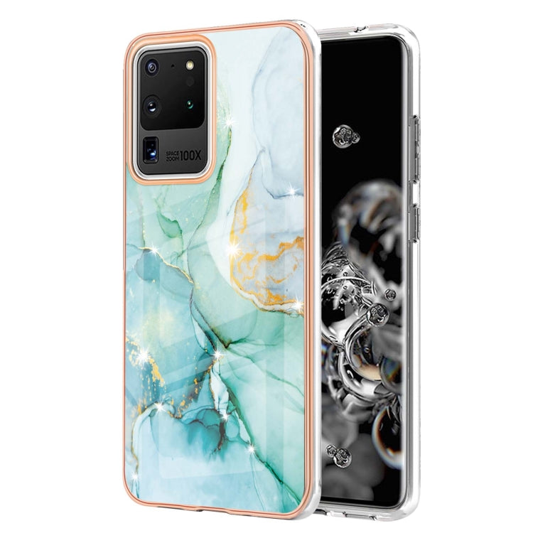 Samsung Galaxy S20 Ultra case featuring an electroplating marble pattern, showcasing vibrant colors and a dual-side design for enhanced protection.